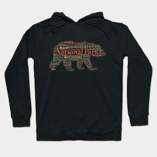 All Canadian National Parks List Word Cloud Grizzly Bear Souvenir Hoodie